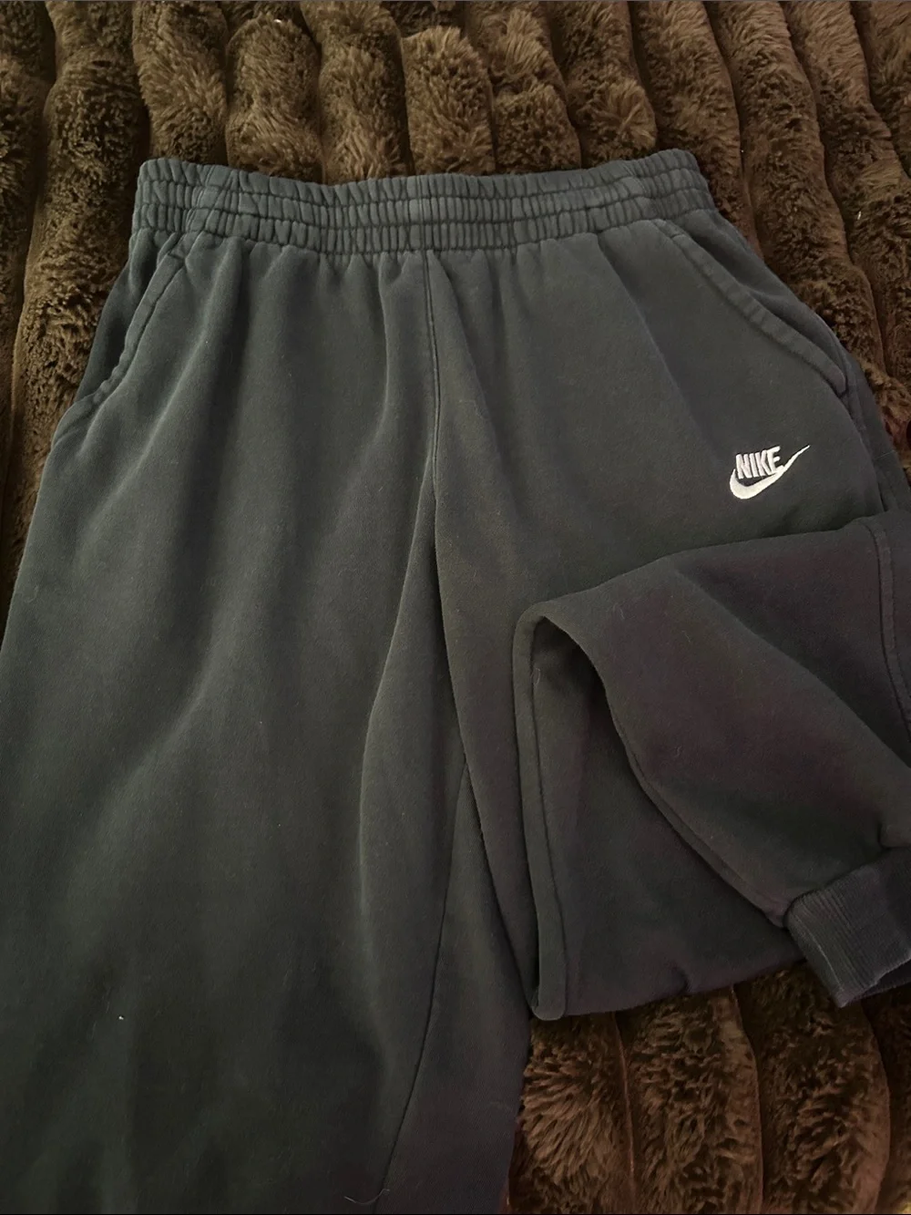 Nike Kids Black Sweatpants with White Swoosh